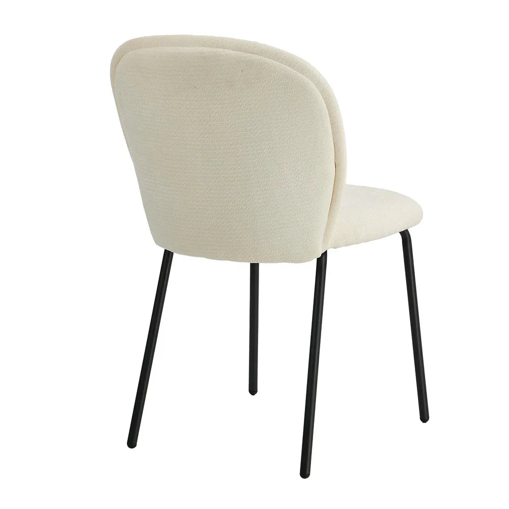 4x Dining Chairs Kitchen Chairs Chenille Pad Metal Legs Beige