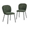 2x Dining Chairs Kitchen Chairs Chenille Pad Metal Legs Green