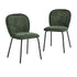 2x Dining Chairs Kitchen Chairs Chenille Pad Metal Legs Green