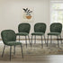 4x Dining Chairs Kitchen Chairs Chenille Pad Metal Legs Green