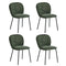 4x Dining Chairs Kitchen Chairs Chenille Pad Metal Legs Green