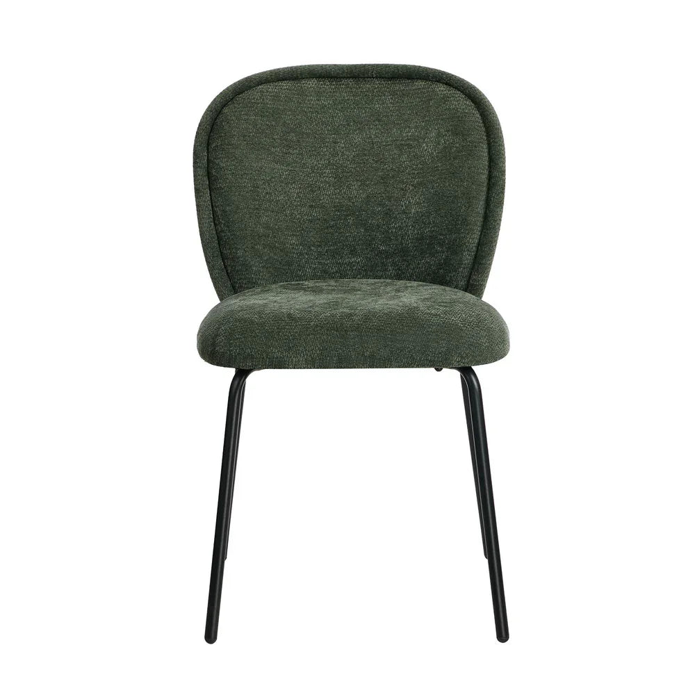 4x Dining Chairs Kitchen Chairs Chenille Pad Metal Legs Green