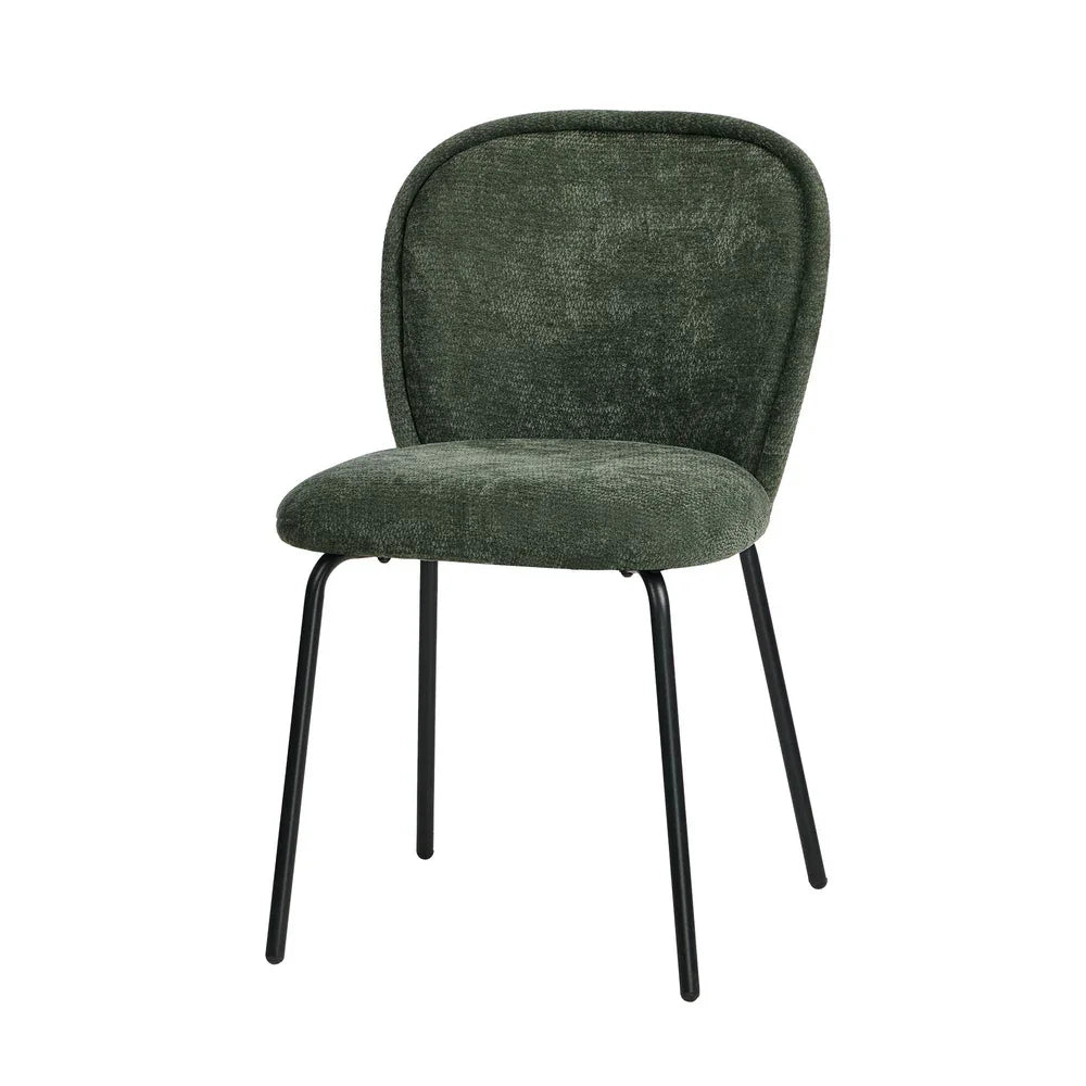 4x Dining Chairs Kitchen Chairs Chenille Pad Metal Legs Green