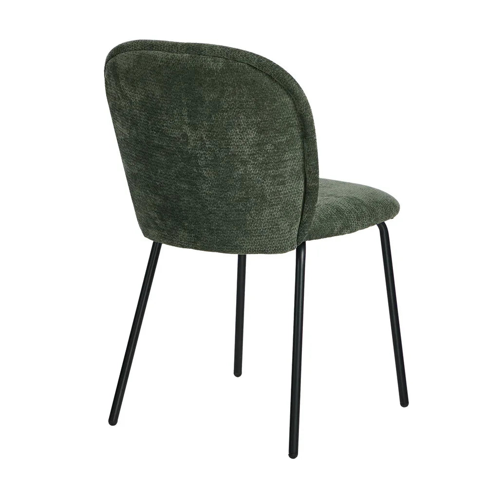 4x Dining Chairs Kitchen Chairs Chenille Pad Metal Legs Green