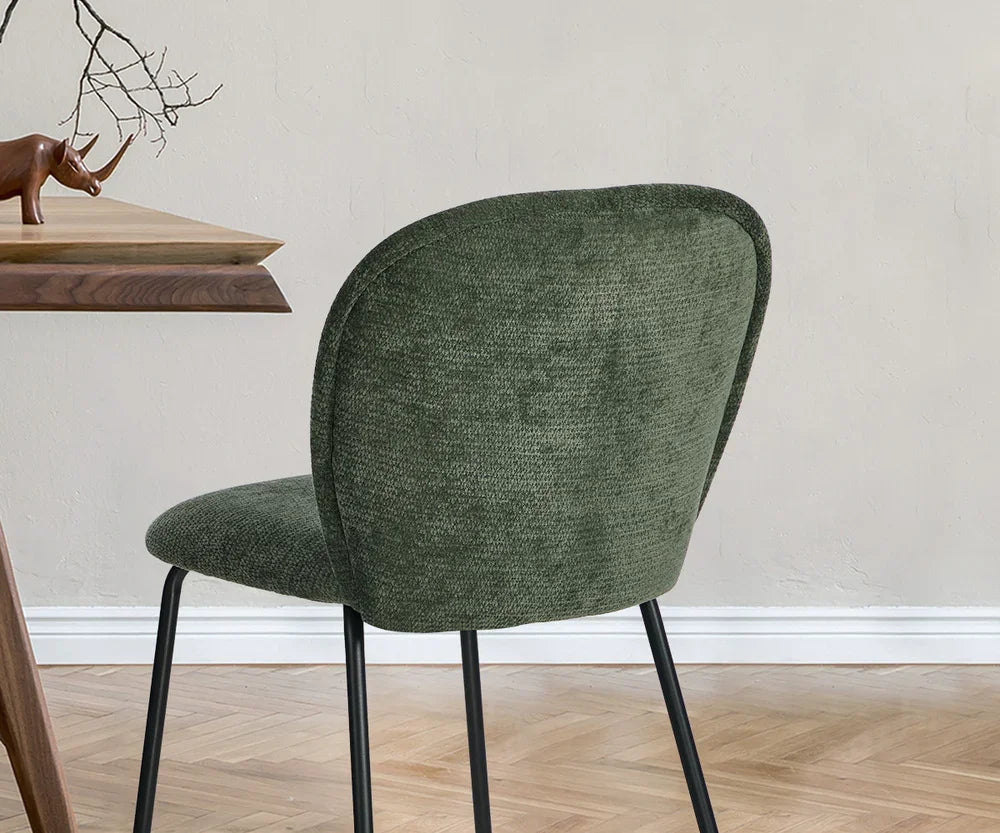 4x Dining Chairs Kitchen Chairs Chenille Pad Metal Legs Green
