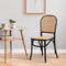 Wooden Dining Chair Black Rattan Seat & Back Rubberwood Frame
