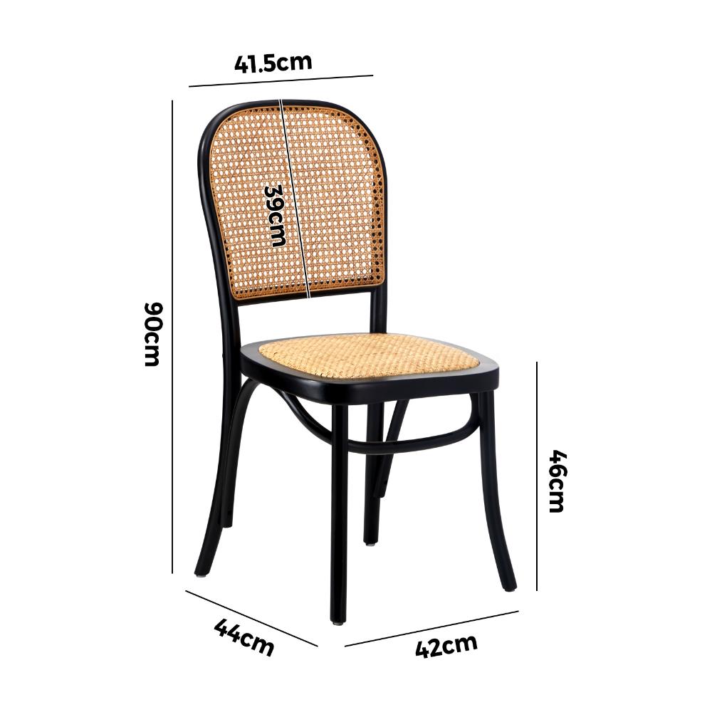 Dining Chairs Wooden Chairs Rattan Seat Black
