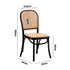2PCS Dining Chairs Wooden Rattan Black
