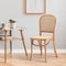 Oikiture Rattan Dining Chair Beige Wooden Rubberwood Dining Chair