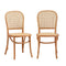 2PCS Dining Chairs Wooden Rattan Beige