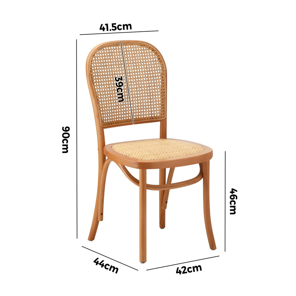 4PCS Dining Chairs Wooden Chairs Rattan Natural