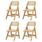 Oikiture 4x Dining Chairs Folding Rattan Chair Wooden