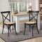 Oikiture 2pc Crossback Dining Chairs Rattan Seat Wooden Frame Black