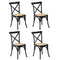 4PCS Crossback Dining Chair Ratan Seat Black