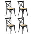 4PCS Crossback Dining Chair Ratan Seat Black