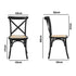 4PCS Crossback Dining Chair Ratan Seat Black