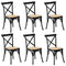 6PCS Crossback Dining Chair Ratan Seat Black