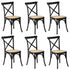 6PCS Crossback Dining Chair Ratan Seat Black