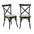 8PCS Crossback Dining Chair Solid Wood Ratan Seat Black