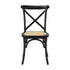 8PCS Crossback Dining Chair Solid Wood Ratan Seat Black
