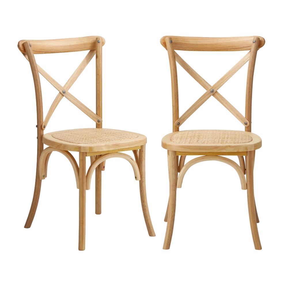 Set of 2 Dining Chair with Crossback Timber Wooden