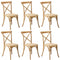 6PCS Crossback Dining Chair Ratan Seat Natural