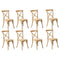 8PCS Crossback Dining Chair Solid Wood Ratan Seat Natural