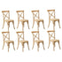 8PCS Crossback Dining Chair Solid Wood Ratan Seat Natural