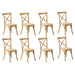 8PCS Crossback Dining Chair Solid Wood Ratan Seat Natural