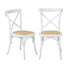 2PCS Crossback Dining Chair Solid Wood Ratan Seat White