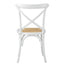 2PCS Crossback Dining Chair Solid Wood Ratan Seat White