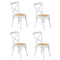 4PCS Crossback Dining Chair Ratan Seat White