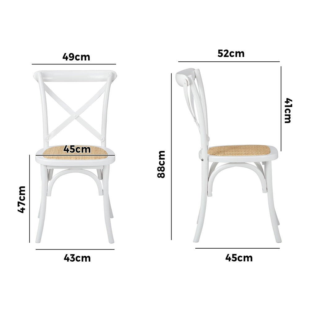 4PCS Crossback Dining Chair Ratan Seat White