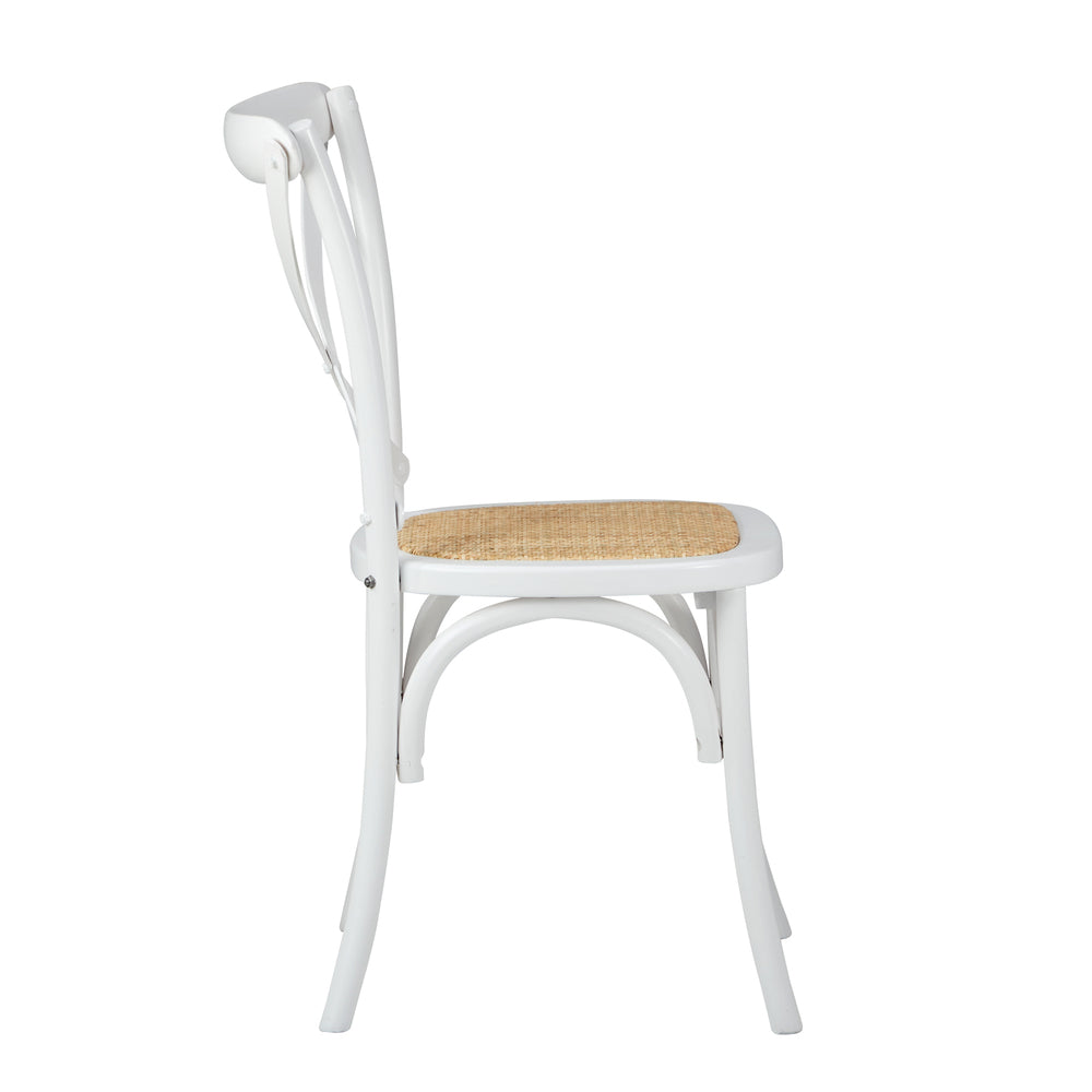 4PCS Crossback Dining Chair Ratan Seat White