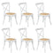 6PCS Crossback Dining Chair Ratan Seat White