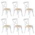 6PCS Crossback Dining Chair Ratan Seat White