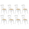 8PCS Crossback Dining Chair Solid Wood Ratan Seat White