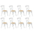 8PCS Crossback Dining Chair Solid Wood Ratan Seat White