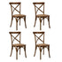 4PCS Crossback Wooden Dining Chair Rattan Seat Walnut