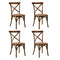 4PCS Crossback Wooden Dining Chair Rattan Seat Walnut