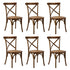 6PCS Crossback Wooden Dining Chair Rattan Seat Walnut