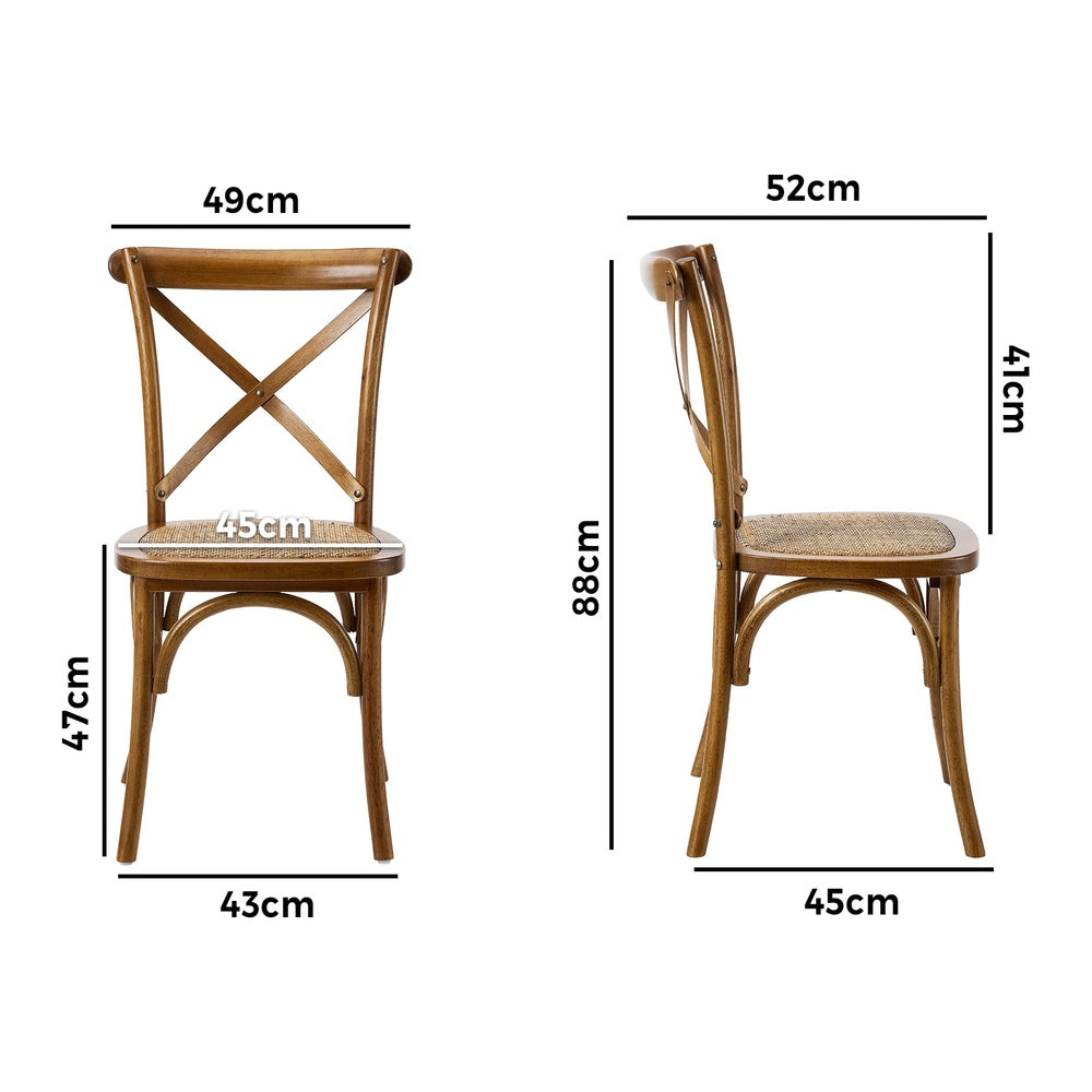 6PCS Crossback Wooden Dining Chair Rattan Seat Walnut