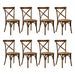 8PCS Crossback Wooden Dining Chair Rattan Seat Walnut
