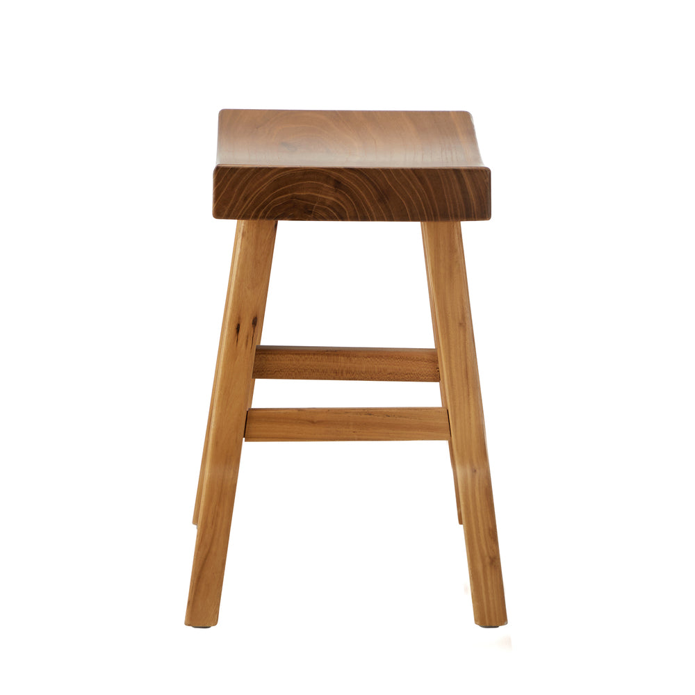 Oikiture Elm Wood Stool Kitchen Dining Seat Natural Timber