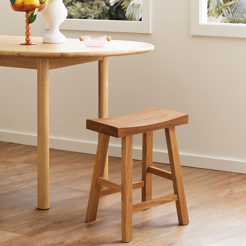 Oikiture Elm Wood Stool Kitchen Dining Seat Natural Timber