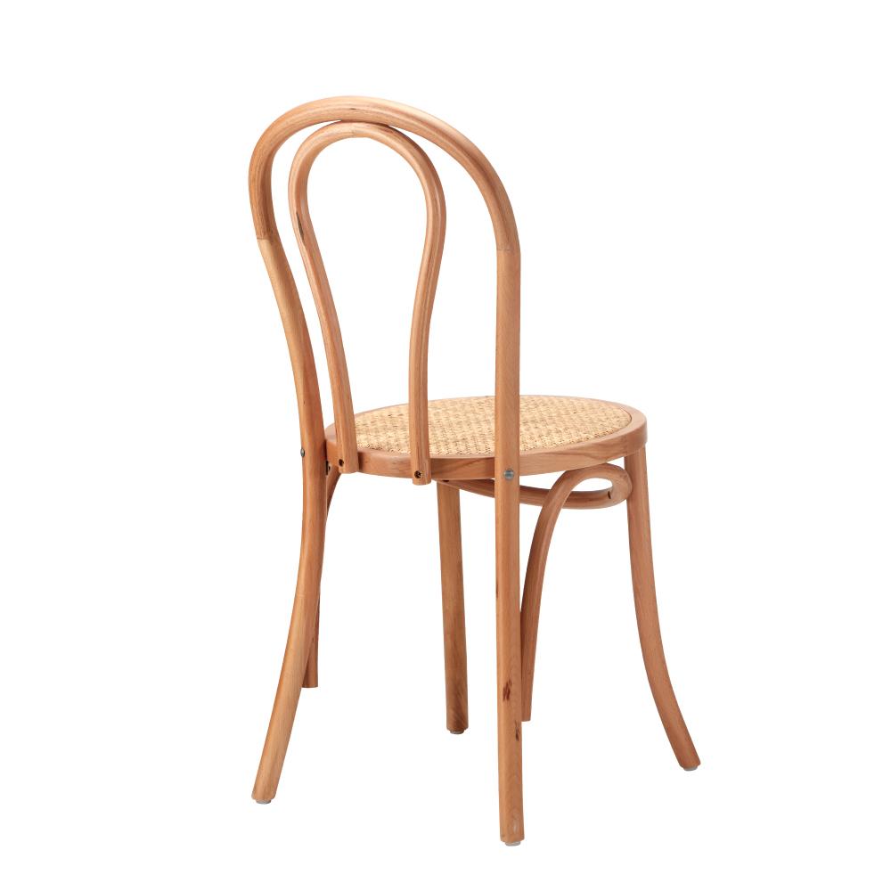 2PCS Dining Chair Solid Wooden Ratan Seat Beige