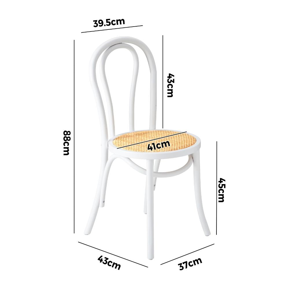 Dining Chair Solid Wooden Chairs Ratan Seat White