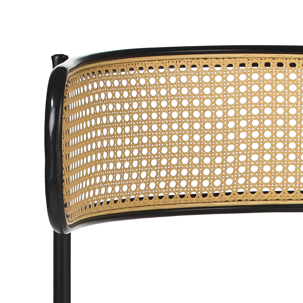 Oikiture 6x Dining Chair Round Boucle Rattan Backrest Black & White