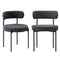 2x Dining Chair Boucle Seat Backrest Dark Grey