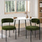 Oikiture Set of 2 Boucle Dining Chairs Green Round Seat Metal Legs
